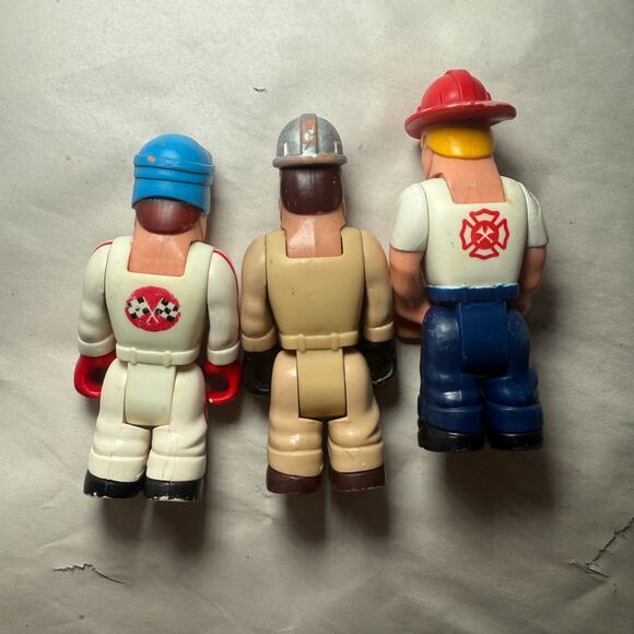 Vintage 70's Fisher Price Husky Helpers Lot of 3 - Race Driver Fire Construction - Picture 2 of 6